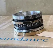 NWT Sundance Catalog Silver Gold “Sapphire River Ring” Size 9 $430
