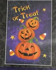 *NEW* "TRICK OR TREAT" HALLOWEEN GARDEN HOUSE FLAG pumpkin Candy Corn