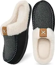 [Homitem] Men's Cozy Memory Foam Slippers,Fuzzy Wool-Like Plush Fleece Lined House Slippers Men Indoor Outdoor Slippers with Anti-Skid Rubber Sole