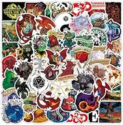 50pcs Cool Dungeons & Dragons Stickers for Laptop, D&D Game Stickers for Teens Adults Boys, Classic Aesthetic Vinyl Decals for Skateboard, Computer, Water Bottles, Luggage, Bike, Motorcycle, Helmet