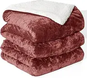 PHF Sherpa Fleece Blanket King Size, Christmas Thick Warm Plush Blanket for All Season, Luxurious Truly Velvet Blanket for Bed, Couch, Sofa and Travel, 108" x 90", Rust Red/Burgundy