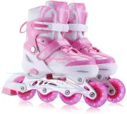 Adjustable Inline Skates for Girls Boys Beginners, Kids Roller Skates with All I