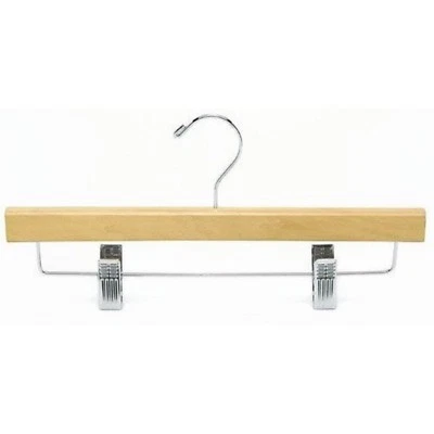 Only Hangers 14" Natural Wooden Pant/Skirt Hanger Box of 25