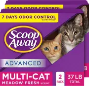 2PCS 18.5 Pounds Advanced Multi-Cat Clumping Cat Litter, Meadow Fresh Scent