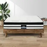Giselle Bedding Queen Mattress Bed Foam Mattresses 27cm Thickness, with 5-Zone Pocket Spring System and Breathable Euro Top, 5Yrs Warranty, Medium Firm, White + Black with Vacuum Packed