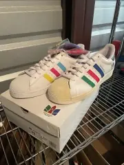 Adidas Superstar Trefoil Cloud White Display Yellowing Read Desc FU952 Size 10