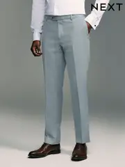 Light Blue Tailored Fit Textured Suit Trousers (E04816) | $64