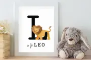 Personalised Baby Print Lion Name Print | Name Print Gift | Nursery Watercolour