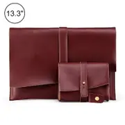 13 Laptop / Tablet Bag - Genuine Leather - Universal - Cable Winder - Business Power Adapter