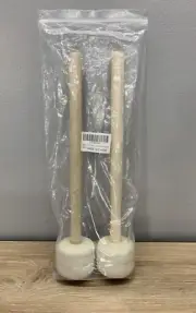 Wool Felt & Wood Bass Drum Mallets 2 Pc Set 12.5” New