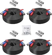 4 Pack 30M/100 Feet BNC Video Power Cable Security Camera Cable for Video Surveillance Camera DVR System with BNC RCA Connector, All-in-One Video Power Cables