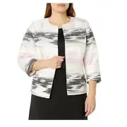Kasper Blazer Womens Ombre Jacquard Jacket Open Front Pink Black White 6