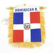 "DOMINICAN R" FLAG MINI BANNER CAR WINDOW MIRROR