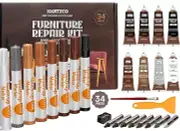 Furniture Repair Kit Wood Markers - Set of 34 with Wax Sticks and Sharpener