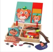 Montessori Magnetic Fun Puzzle Children's Wooden Puzzle Box Game Cartoon Educati