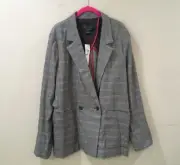 New Sanctuary Blazer Oversize Womens Size XL Glen Check Plaid Black Red NWT