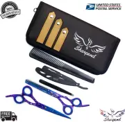 Professional Barber Hairdressing Scissors Thinning & Hair Cutting Set 6.5" Blue
