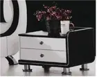 2 PU Leather Bedside Tables With Drawer white and black