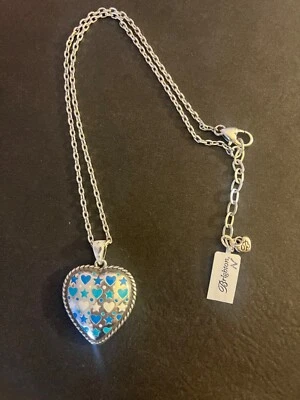 NWT Brighton AMORE SHADES MULTI-Hearts White Blue Crystal Pendant Necklace $88