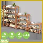 3-4-5 Tier Bamboo Shoe Rack Cabinet Storage Organiser Wooden Shelf Stand Shelves