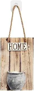 [Generic] Chic Inspirational Golden Wording Wooden Wall Art for Living Room Wooden Plant Pendant Wall Decoration, Round mouthed Black