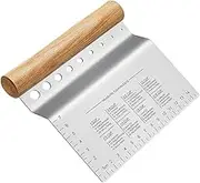 Dough Bench Scraper/Cutter/Chopper Stainless Steel Blade with Herb Stripper,Multipurpose Kitchen Pastry Tool with Scale Ruler - Leaf Remover - 1 Pack
