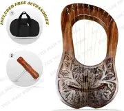 10 Strings Lyre Harp Rosewood Musical Instrumet W/Free Bag Key And Extra Strings