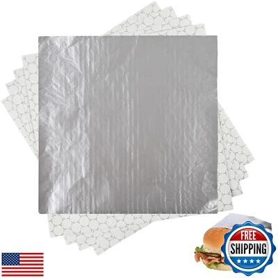 50 Pack Premium Insulated Foil Sandwich Wrap Sheets, 12"x12" Pre-Cut Foil Pap