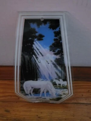 OK Lighting Vtg Horse And Waterfall Lamp Glass Panel Replacement