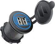 USB Port Outlet For Car Boats Marine 12-24V USB Power Outlet Double USB Outlet USB Charging Socket With Caps