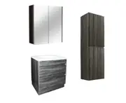 750mm Dark Grey Qubist MDF Freestanding With Kickboard Vanity With Ceramic Top With Shaving Cabinet and Tall Boy