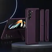 with Stylus Touch Pen Cover for Samsung Galaxy Z Fold 6 5 4 3 Case Pen Slot Invisible Stand for Galaxy Z Fold 3 4 5 6 Case,Dark Purple,for Samsung Z Fold 5