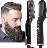 AU Plug Hair Straightening Brush, Beard Straightener Brush, 3-in-1 Hair Straightening Styling Comb with Anti-Scald Feature Heat Resistant, Electric Hair Straightener Brush