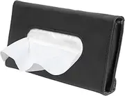 Fredyusu 2 Pack Car Visor Tissue Holder, PU Leather Napkin Cover, Paper Tissue Dispenser for Visor & Backseat, Vehicle（Black）