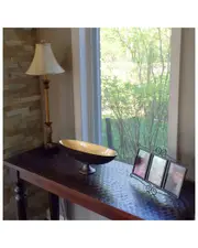 Howard Elliot Oblong Bronze Footed Bowl With Gold Luster