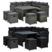Outdoor Lounge Set 6 Piece Outdoor Sofa Set with Cushions Poly Rattan vidaXL