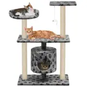 NNEVL Cat Tree with Sisal Scratching Posts 95 cm Grey Paw Prints