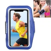 For Samsung S10 PLUS & iPhone XS MAX Case Dark Blue PVC Leather Sports Armband