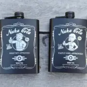 Vault Boy and Vault Girl Nuka Cola Fallout style Flask 2 Pack Unofficial