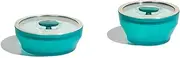 Anyday Everyday Microwave Cookware Set, Safe Silicone & Glass, Rice Cooker & Vegetable Steamer, Emerald Colour, Includes 1 x Large Deep, 1 x Large Shallow Dish