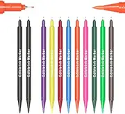 Edible Markers, 11Pcs Ultra Fine Tip(0.5mm) Food Coloring Pens, Double Sided Food Grade Gourmet Writers for Cake,Cookie,Fondant Decorating,Painting,Drawing,Baking,10 color by Edibleink