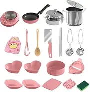 Toddler Kitchen Toys - 22X Cooking Toys,Realistic Small Pots Pans Set for Interactive Game Fine Motor Skill Child-Safe