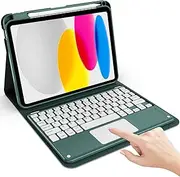 ProCase for iPad A16 11th / 10th Generation Case with Keyboard, Magnetically Detachable Wireless Keyboard with Multi-Touch Trackpad for iPad (A16) 2025 /10th Gen 2022 -Green
