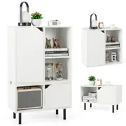 Giantex Stackable Bookcase Floor Display Cabinet Storage Organiser w/Adjustable Shelves & Metal Legs White