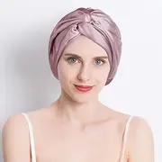 22 Momme 100% Mulberry silk sleeping hat, special for women's hair care, the highest grade 6A silk headband, quality elastic headband (Bean paste)