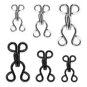 KACOLA 60 Set Hook and Eye Sewing, Bra Hooks Large, Gun Black&silver