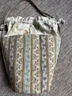 Longaberger Large Booking Tote Botanical Fields Stripe Drawstring Fabric Summer