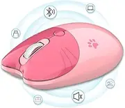 Wireless Silent Mouse, Light and Portable, Compatible with Windows Series and Mac OS Series, Suitable for Desktop Computer, Laptop, MacBook, IPad. (Wireless & Bluetooth, Pink)