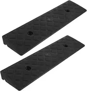 2pcs Plastic Threshold Ramp Sturdy Door Step Mat Anti-Slip Ramp for Driveway Garage Scooters Wheelchairs