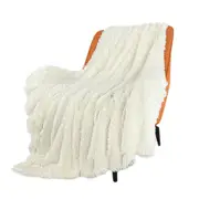 Super Soft Faux Fur Throw Blanket Solid Double-Sided Fuzzy Shaggy Blanket for Sofa
